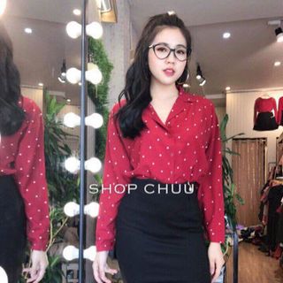sơ mi cổ bẻ mẫu chấm bi
