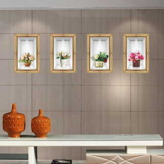 Decal 4 Chậu Hoa 3D Mới