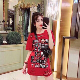 Áo thun form dài in hình cá tính