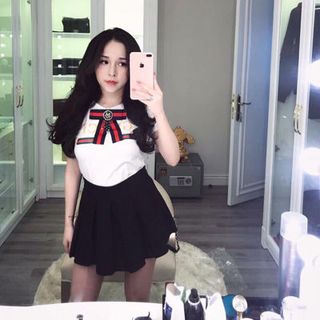 sét áo kèm chân váy xếp li