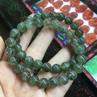Vòng tay thạch anh tóc xanh 9 ly - MSP 485