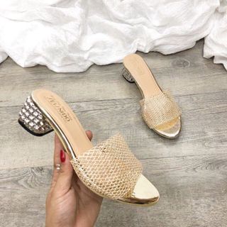 dép gót vuông lưới giá sỉ