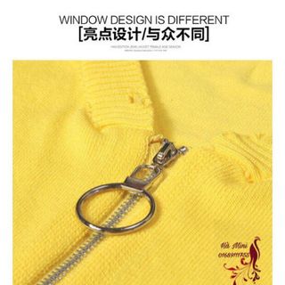 áo len nữ khoá kéo thêu mickey