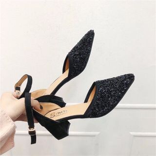 giày cao got vuông kim tuyên