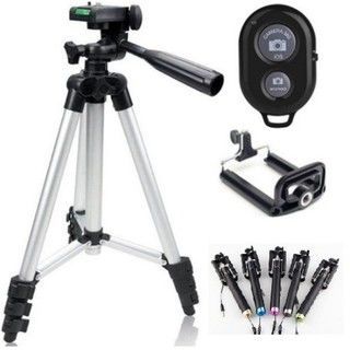 Combo 3 món chân đế chụp hình Tripod TF-3110kẹp remote bluetooth giá sỉ