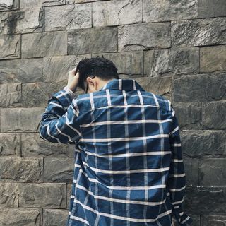 Sơ mi Flannel nam Just-P màu kẻ ca rô xanh