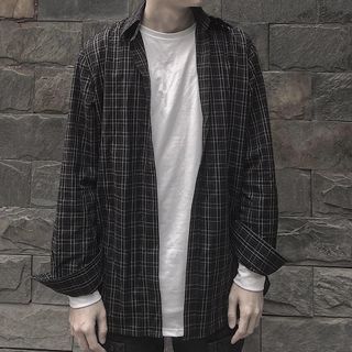 Sơ mi Flannel nam Just-P Caro đen nhỏ
