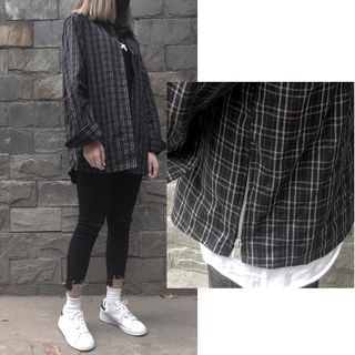 Sơ mi Flannel nam Just-P Caro đen nhỏ