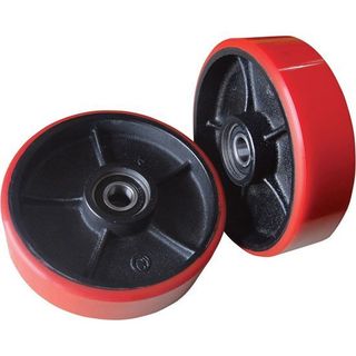 Bánh xe nâng tay PU 180x50mm bánh lái lớn ngay chân thủy lực