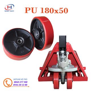 Bánh xe nâng tay PU 180x50mm bánh lái lớn ngay chân thủy lực