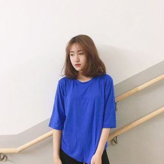 Áo thun nữ tay lỡ Just-P Màu xanh nước biển