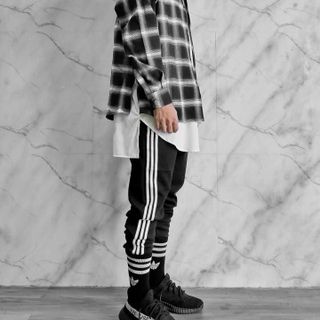 Sơ mi Flannel nam Just-P màu kẻ ca rô đen