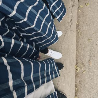 Sơ mi Flannel nữJust-P màu kẻ ca rô xanh