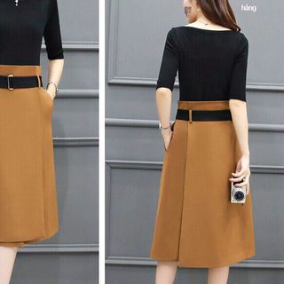 Chân váy lệch tà kèm belt fashion