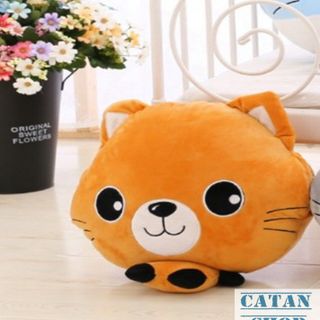 Gối mền mèo con 3 trong 1 nỉ nhung cực mịn bộ chăn gối văn phòng