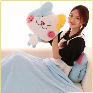 Gối mền mèo con 3 trong 1 nỉ nhung cực mịn bộ chăn gối văn phòng
