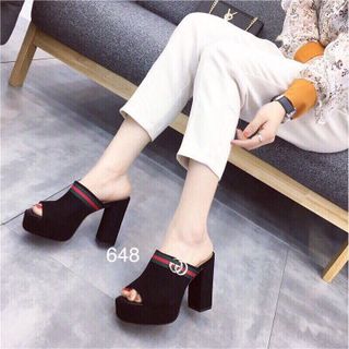 dép gót vuông cao sang chảnh