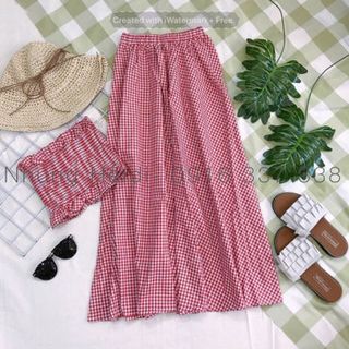 Set áo ống nhíu thun váy