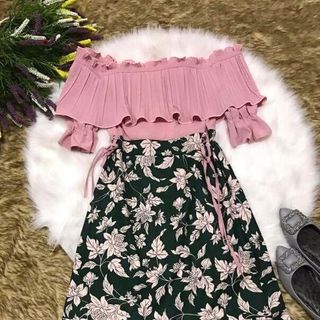 đầm voan nữ phối áo dập ly