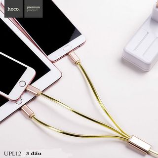 HOCO - Cáp sạc UPL12 3 in 1 cổng Lightning- Cổng Type C - Cổng Micro - Báo đèn