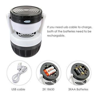 Đèn ngủ bắt muỗi 2X18650 - 2 in 1 - cổng USB - pin 3XAA