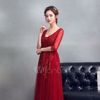 MAXI CỔ TIM TAY LỠ ĐÍNH HOA KẾT ĐÁ