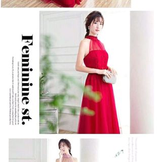 MAXI CỔ YẾM KẾT CƯỜM Màu đỏ