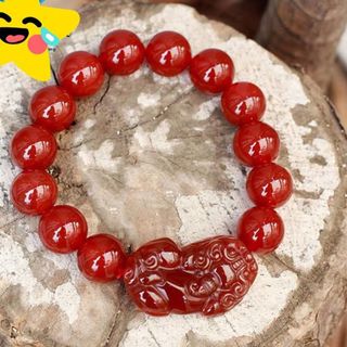 Vòng tay tỳ hưu mã não đỏ 12 ly - MSP 564