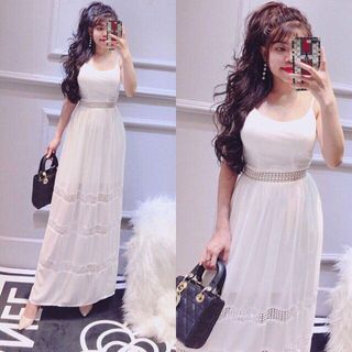 Đầm maxi họa tiết hai dây quyến rũ