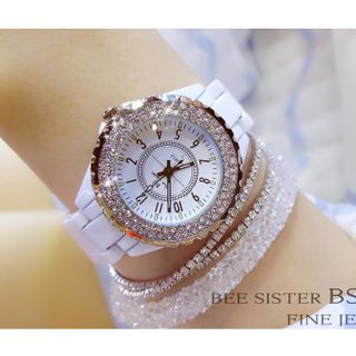 đồng hồ nữ bs bee sis ter viền vàng bạc