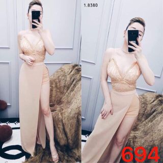 sét bộ áo dây ren quần maxi