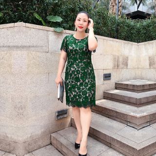 Đầm Ren Mi Màu Xanh