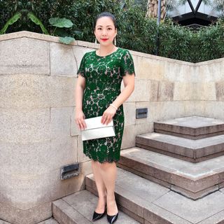 Đầm Ren Mi Màu Xanh