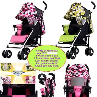 xe đẩy seebaby S02 New 2017 phanh trước sau xếp gọn như cây dù