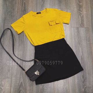 set chân váy áo vàng