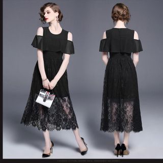 ĐẦM MAXI TAY BÈO KHOÉT VAI XINH XẮN - SD019