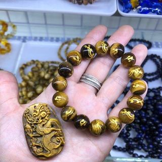 Set vòng tay và mặt dây chuyền rồng mắt hổ - MSP 624