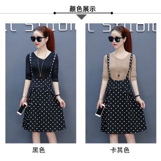 SET ĐẦM YẾM CHẤM BI ÁO TAY DÀI XINH XẮN - SD020
