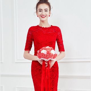 ĐẦM REN BODY VIỀN HOA TAY LỞ - SD016