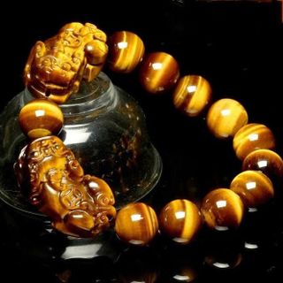 Vòng tay song hưu đá mắt hổ nâu đẹp 10 ly - MSP 639