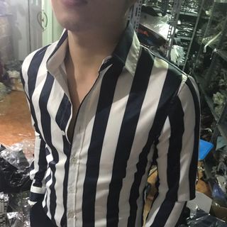 Sơ mi kẻ chất lụa Hàn mềm mịn giá