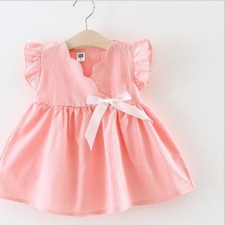 váy cổ chéo đính nơ