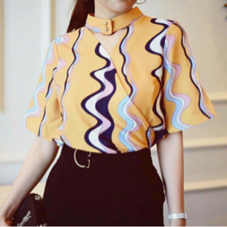 set bộ áo sơ mi cổ chéo và quần lửng - hàng thiết kế
