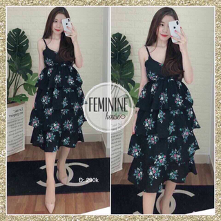 đầm xòe tầng in hoa cực xinh - hàng thiết kế