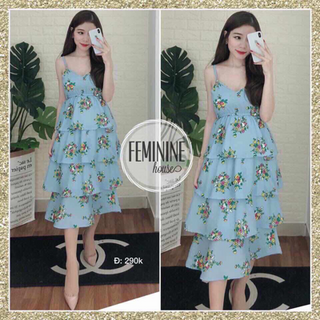 đầm xòe tầng in hoa cực xinh - hàng thiết kế