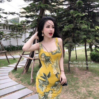 đầm body thun in hoa - hàng thiết kế