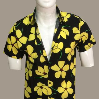 Áo sơ mi nam tay ngắn in hoa mai - C0881