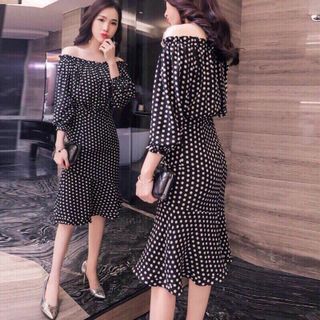đầm chấm bi váy đuôi cá