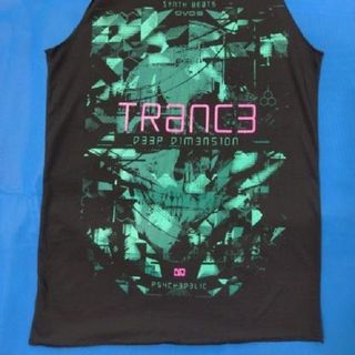 Áo thun 3 lỗ in 3D Thái Lan chữ Trance hồng trên hình đầu lâu xanh lá cây đậm TKT0011 giá sỉ