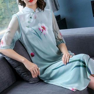 Đầm Lụa In Hoa